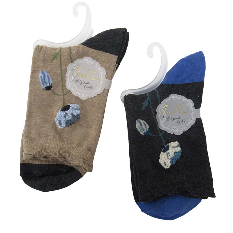 Petit Pas クルーソックス フラワーサガラ柄